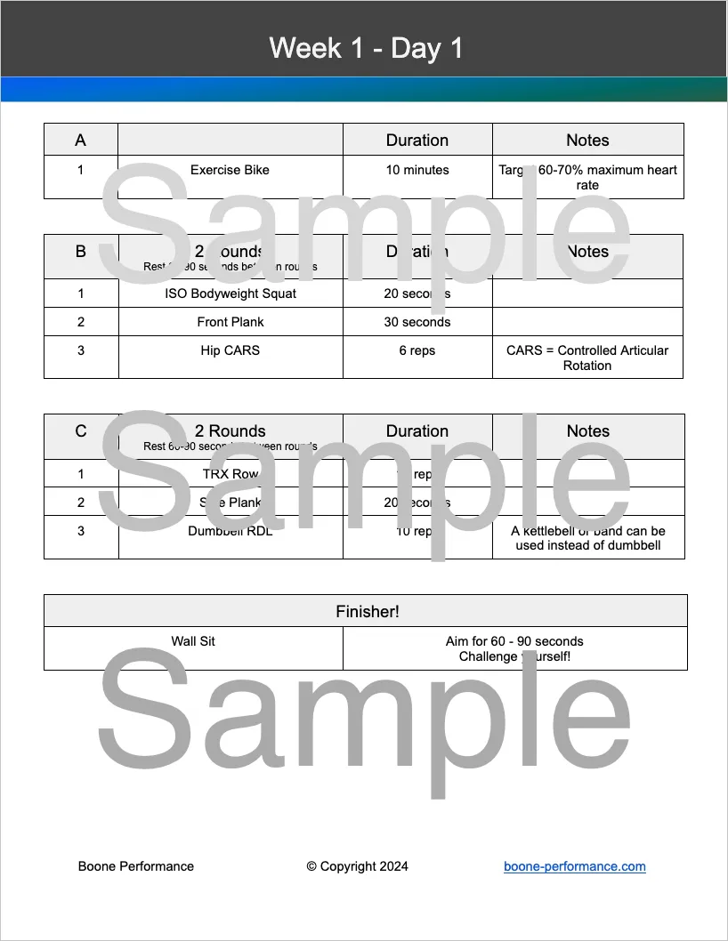 Sample fitness program